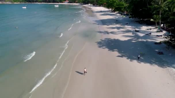 游客们正在一个美丽的海滩上休息 — 图库视频影像