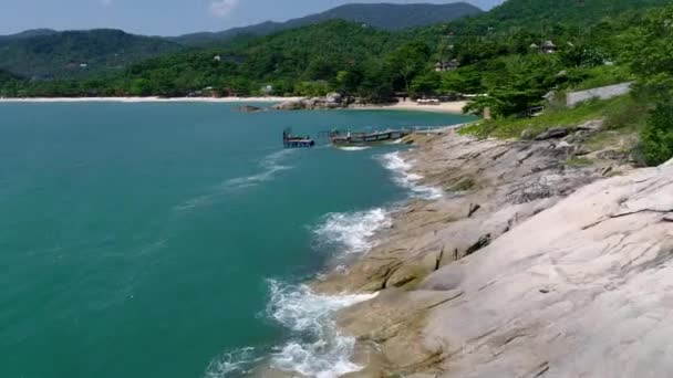 Drone Beelden Thailand Koh Phangan Island Haad Yuan Strand Bovenaanzicht — Stockvideo