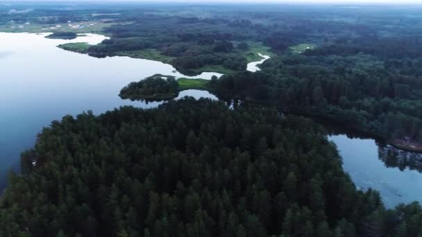 Озеро з бірюзовою водою та зеленими деревами. Пейзаж з річками, лісом, озером — стокове відео