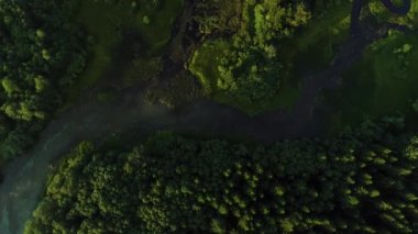 Turkuaz su ve yeşil ağaçlarla dolu bir göl. Nehirler, ormanlar, göl manzarası