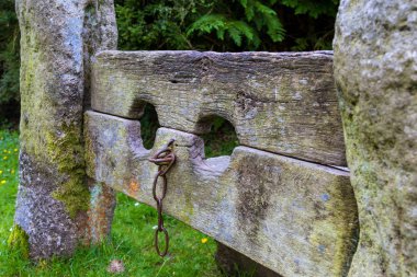 Stocks in the village of Belstone in Dartmoor National Park clipart