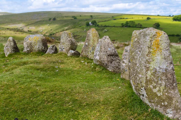 The 9 Maidens Standing Stone Circle in Dartmoor National Park