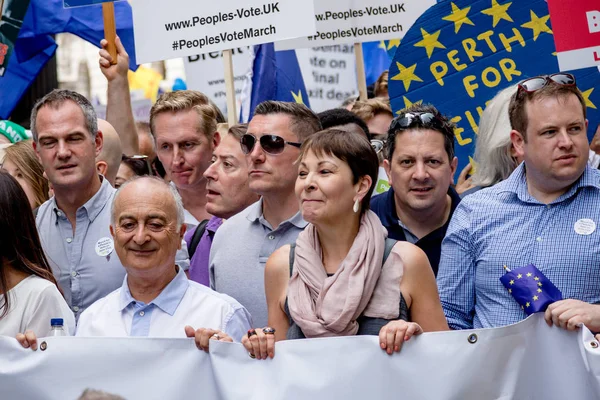 Londra, İngiltere, 23 Haziran 2018:-bir halk oy İngiltere'de Brexit anlaşması için Mart Caroline Lucas, yeşil parti Mp ve aktör Sir Tony Robinson