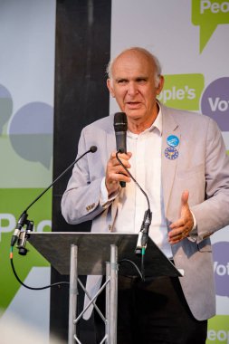 Londra, İngiltere, 23 Haziran 2018:-Liberal Demokratlar Vince kablo Mp lideri konuşuyor, Merkezi Londra'da bir halk oy AB üzerinden İngiltere'nin Çıkışta son anlaşma üzerinde bir oy talep için Mart