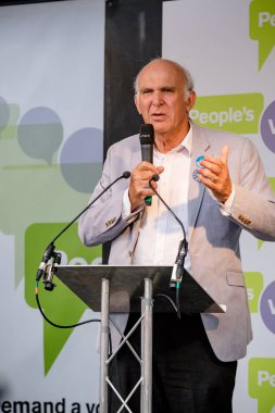Londra, İngiltere, 23 Haziran 2018:-Liberal Demokratlar Vince kablo Mp lideri konuşuyor, Merkezi Londra'da bir halk oy AB üzerinden İngiltere'nin Çıkışta son anlaşma üzerinde bir oy talep için Mart