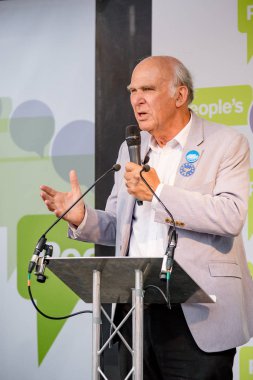 Londra, İngiltere, 23 Haziran 2018:-Liberal Demokratlar Vince kablo Mp lideri konuşuyor, Merkezi Londra'da bir halk oy AB üzerinden İngiltere'nin Çıkışta son anlaşma üzerinde bir oy talep için Mart