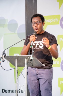 Londra, İngiltere, 23 Haziran 2018:-Amatey Doku Vp öğrenci Ulusal birlikleri konuşuyor, Merkezi Londra'da bir halk oy için Mart 