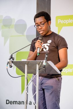 Londra, İngiltere, 23 Haziran 2018:-Amatey Doku Vp öğrenci Ulusal birlikleri konuşuyor, Merkezi Londra'da bir halk oy için Mart 