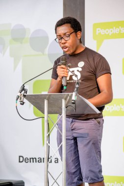 Londra, İngiltere, 23 Haziran 2018:-Amatey Doku Vp öğrenci Ulusal birlikleri konuşuyor, Merkezi Londra'da bir halk oy için Mart 