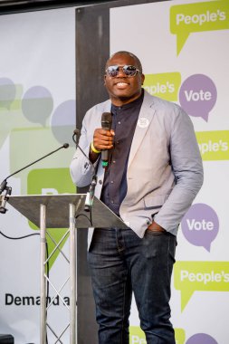 Londra, İngiltere, 23 Haziran 2018:-David Lammy Mp, işçi partisi konuşuyor merkezi Londra'da bir halk oy için Mart itibariyle AB üzerinden İngiltere'nin Çıkışta son anlaşma üzerinde bir oy talep