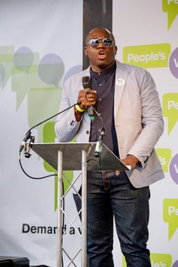 Londra, İngiltere, 23 Haziran 2018:-David Lammy Mp, işçi partisi konuşuyor merkezi Londra'da bir halk oy için Mart itibariyle AB üzerinden İngiltere'nin Çıkışta son anlaşma üzerinde bir oy talep