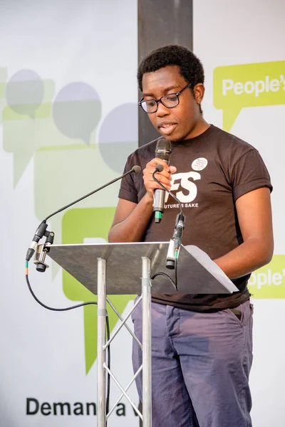 Londra, İngiltere, 23 Haziran 2018:-Amatey Doku Vp öğrenci Ulusal birlikleri konuşuyor, Merkezi Londra'da bir halk oy için Mart 