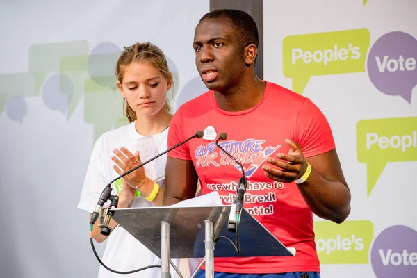 Londra, İngiltere, 23 Haziran 2018:-eylemciler konuşmak, Merkezi Londra'da bir halk oy AB üzerinden İngiltere'nin Çıkışta son anlaşma üzerinde bir oy talep için Mart