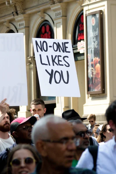 Londýn Velká Británie Července 2018 Placards Nesena Proti Demonstrantům Donald — Stock fotografie