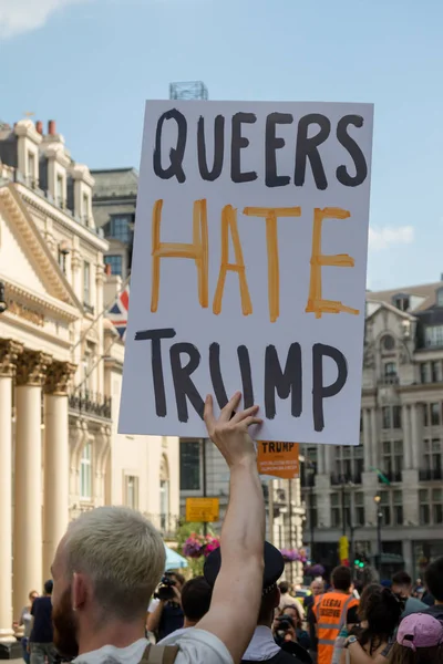 London Storbritannia Juli 2018 Placards Båret Donald Trump Demonstranter Marsjerer – stockfoto