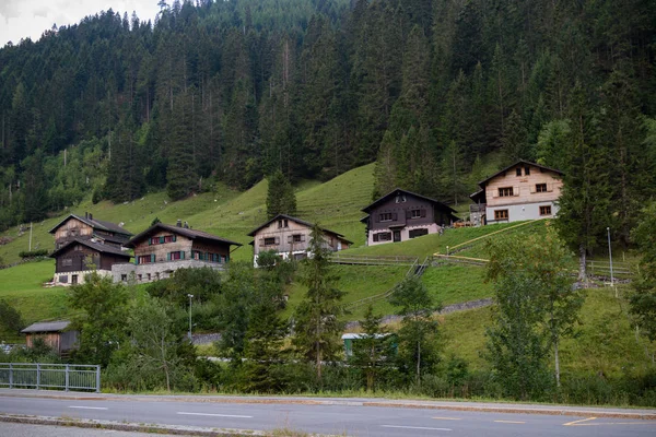 Ein Blick Auf Steg Ein Kleines Dorf Mittelliechtenstein Der Strasse — Stockfoto