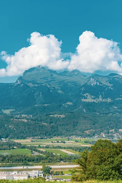 Utsikt Över Landskapet Alpine Furstendömet Liechtenstein Över Gränsen Till Schweiz — Stockfoto