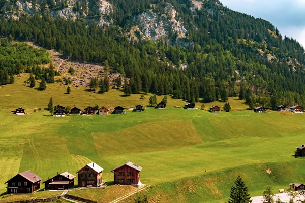 Kilátás Nyílik Egy Kis Faluban Központi Liechtenstein Steg Között Tőke — Stock Fotó