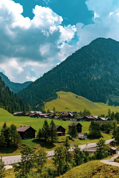 View Steg Small Village Central Liechtenstein Road Betwen Capital Vaduz — Stock Photo, Image