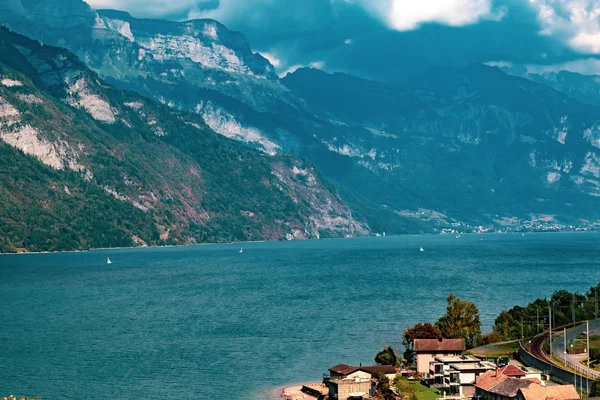 Uma Vista Lago Walensee Suíça — Fotografia de Stock