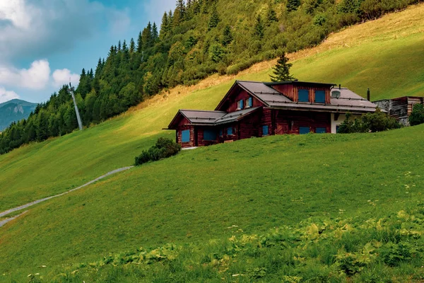 Malbun Liechtenstein Augustus Gebouwen Malbun Liechtenstein Alleen Skigebied Zomer — Stockfoto