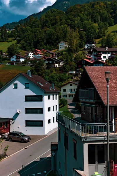 Triesenberg Liechtenstein Agosto 2018 Una Vista Triesenberg Centro Liechtenstein Triesenberg — Foto de Stock