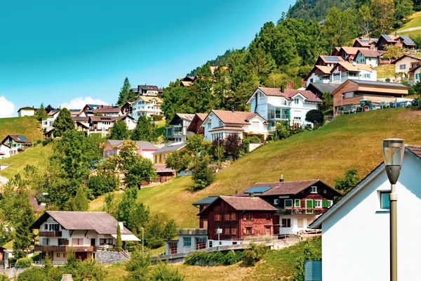 Triesenberg Liechtenstein Agosto 2018 Una Vista Triesenberg Centro Liechtenstein Triesenberg — Foto de Stock