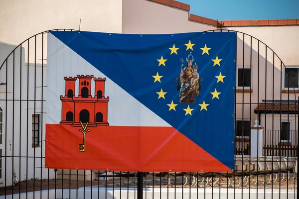 Girblartar Zjednoczone Królestwo Października 2018 Flaga Gibraltaru Sanktuarium Matki Bożej — Zdjęcie stockowe