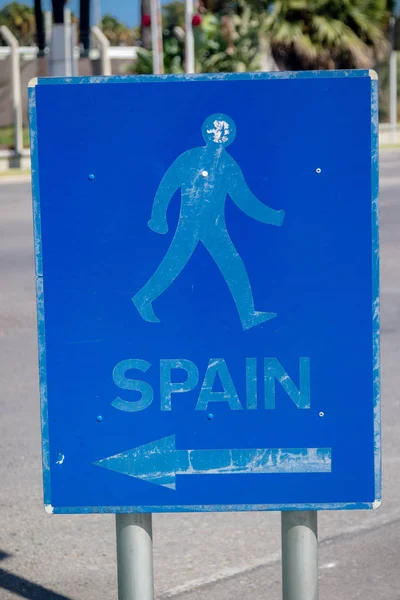 Teken Verwijst Naar Spanje Aan Grens Met Gibraltar Een Brits — Stockfoto