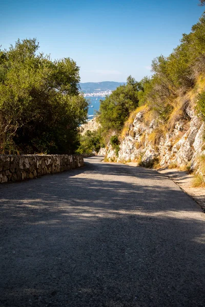Uma Estrada Rocha Gibraltar Reserva Natural Upper Rock Gibraltar Território — Fotografia de Stock