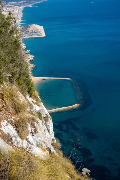 Uma Vista Sandy Bay East Side Gibraltar Partir Topo Rocha — Fotografia de Stock