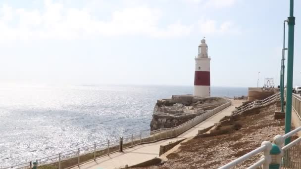 Gibraltar Reino Unido Outubro 2018 Trinity House Lighthouse Europa Point — Vídeo de Stock