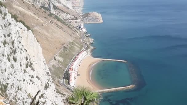 Gibraltári Egyesült Királyság 2018 Október Keleti Oldalán Szikla Spanyolország Sandy — Stock videók