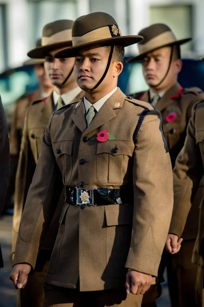 Sandhurst Reino Unido Novembro 2018 Soldados Britânicos Dos Gurkhas Marcham — Fotografia de Stock