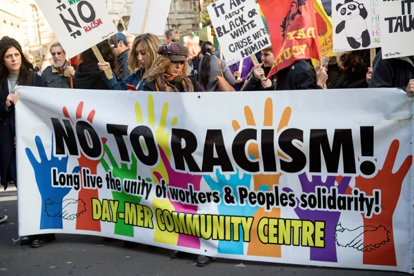Londres Reino Unido Novembro Stand Racism Marcha Através Centro Londres — Fotografia de Stock