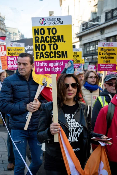 Londres Royaume Uni Novembre Stand Racism Marche Travers Centre Londres — Photo