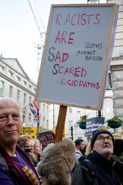 Londres Reino Unido Novembro Stand Racism Marcha Através Centro Londres — Fotografia de Stock