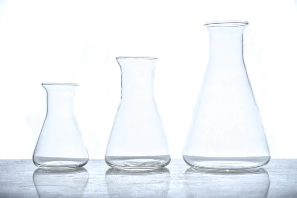 Empty Glass Flasks Used Chemistry Experiments — Stock Photo, Image