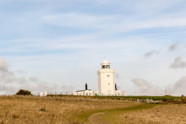 Dover, Amerika Birleşik Devletleri, 18 Ocak 2019:-Manş seyir üzerinde Port of Dover Güney kıvrım deniz fenerinde bir görünümünü