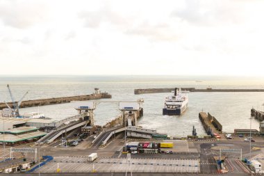 Dover, United Kingdom, 18th January 2019:- A view of the Port of Dover, Kent the nearest British port to France clipart