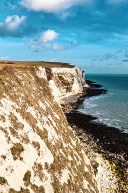 Bir görünüm üzerinden ünlü beyaz Kayalıklarla Dover, Kent, İngiltere