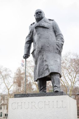 London, Büyük Britanya, 31 Ocak 2019:-Winston Churchill heykeli, 2. Dünya Savaşı sırasında İngiltere Başbakanı