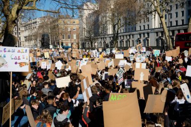 Londra, İngiltere, Amerika Birleşik Devletleri 15 Şubat 2019:-okul çarpıcı yaş arası çocuk merkezi Londra Mart ayında iklim değişikliği üzerinde