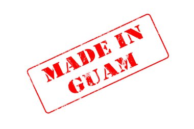 Beyaz arka plan konsepti okuma üzerine kırmızı mürekkepli kauçuk damga Made In Guam