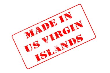 Beyaz arka plan konsepti okuma üzerine kırmızı mürekkepli kauçuk damga Made In Us Virgin Adaları