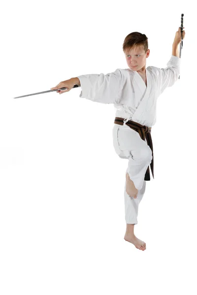 Tiener jongen doen martial arts — Stockfoto