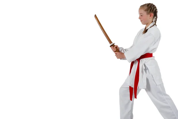 Tweenage flicka går Karate — Stockfoto