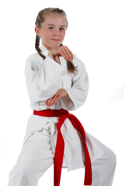 Tweenage kız karate gidiyor — Stok fotoğraf