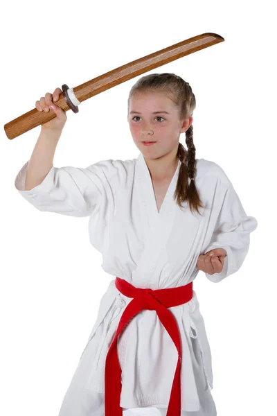 Tweenage chica yendo karate — Foto de Stock