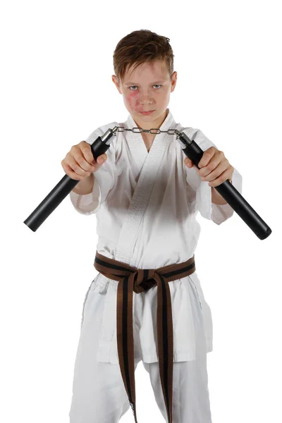 Teenage boy doing martial arts — Stock Photo, Image